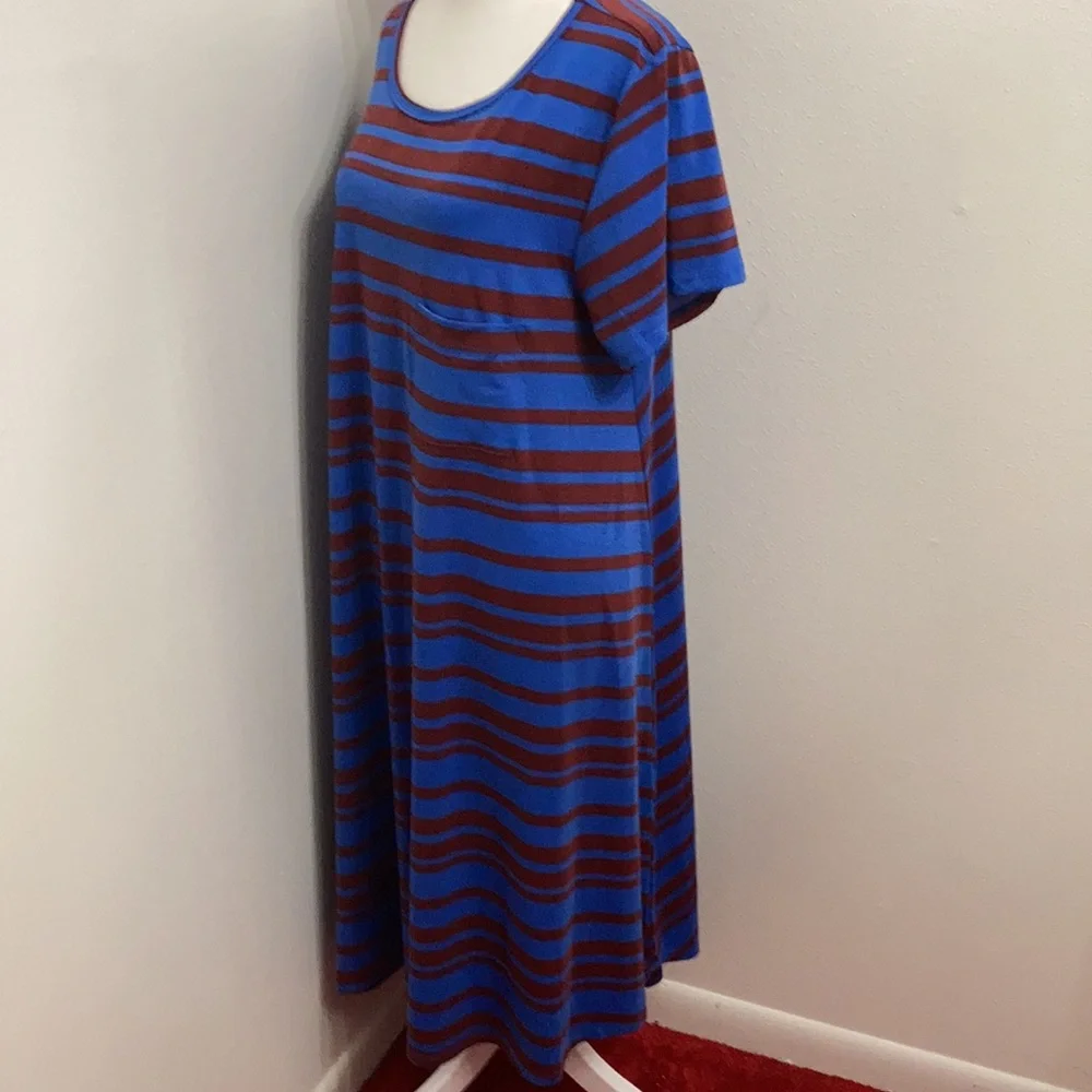 EC LulaRoe Blue & Maroon Striped Dress Size XL - Picture 5 of 12